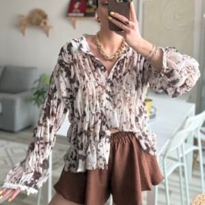 Vintage Şifon Gömlek Acı Kahve