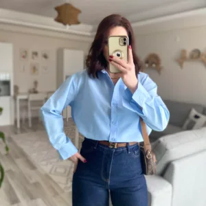 ZR Model Oversize Arkası Uzun Kadın Gömlek