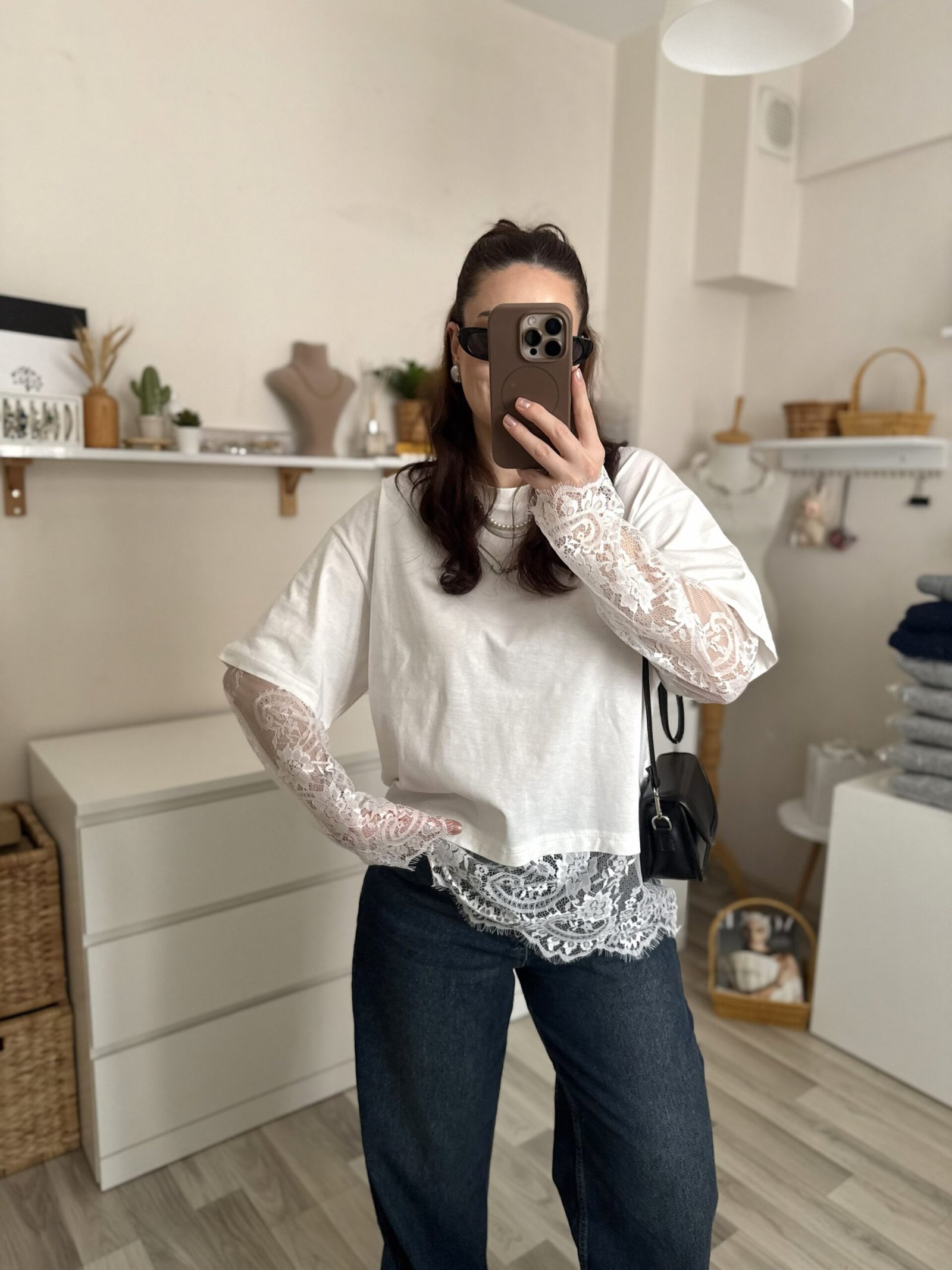 Dantel Detaylı Kadın Basic Tişört