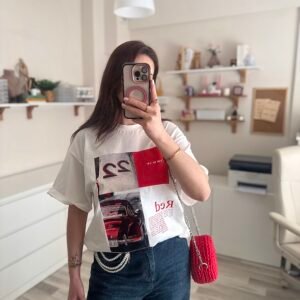 Red Baskılı Oversize Kadın Tişört