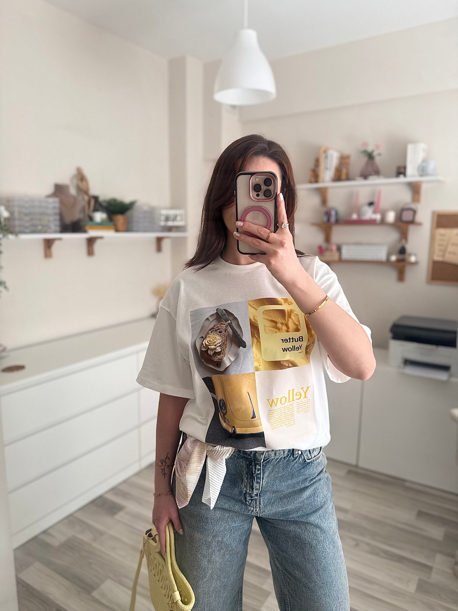 Butter Yellow Baskılı Oversize Kadın Tişört