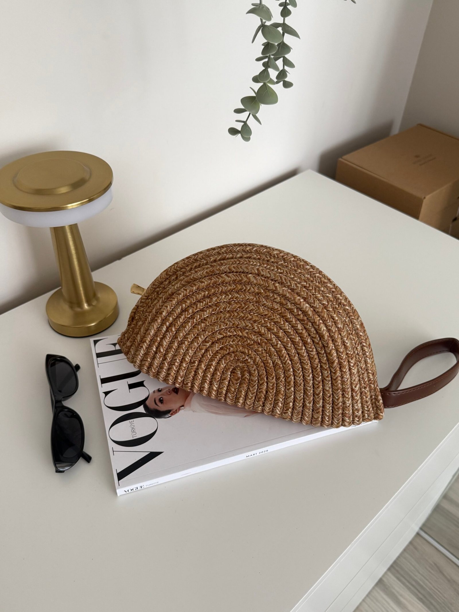 Hasır Portföy Clutch Kadın El Çantası